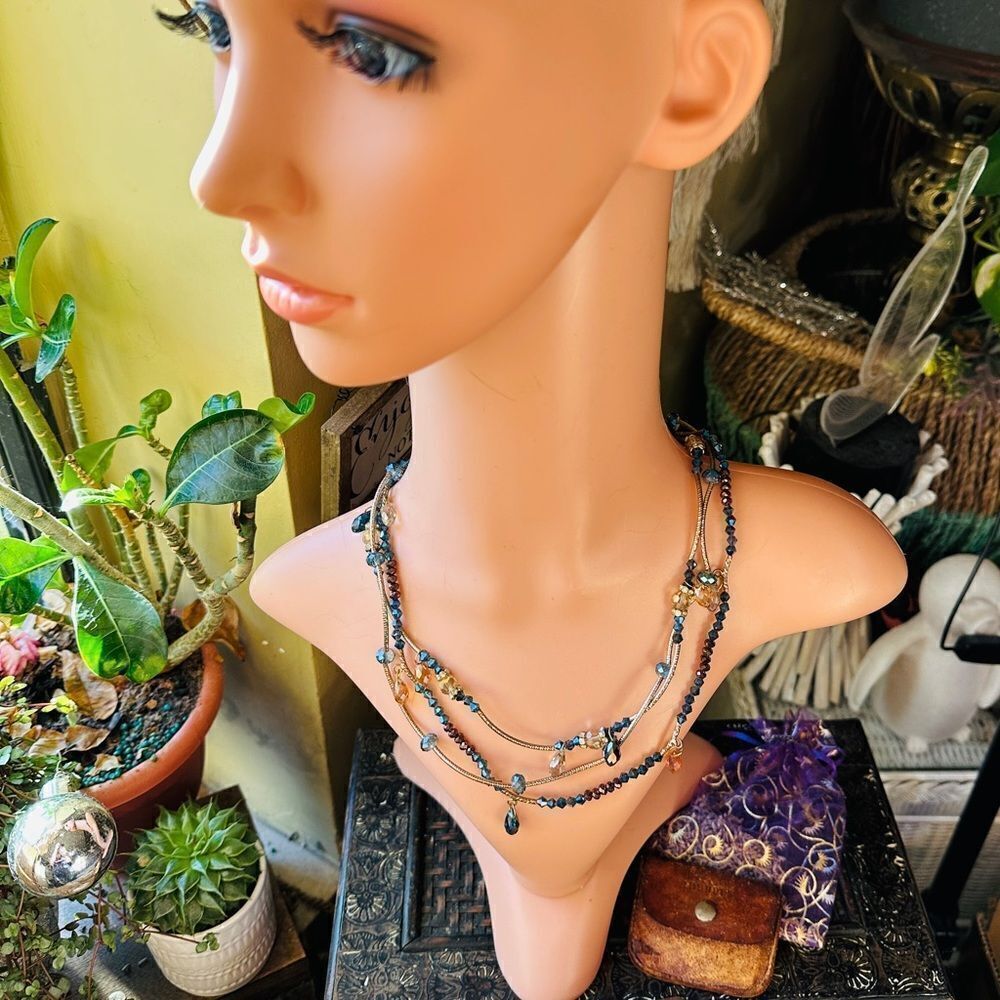 Vintage Multi Strand Austriancrystalnecklace - image 5